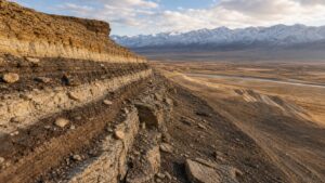 Layered timeline of Earth's climate history showing greenhouse periods, ice ages, stable Holocene climate, and industrial-era warming